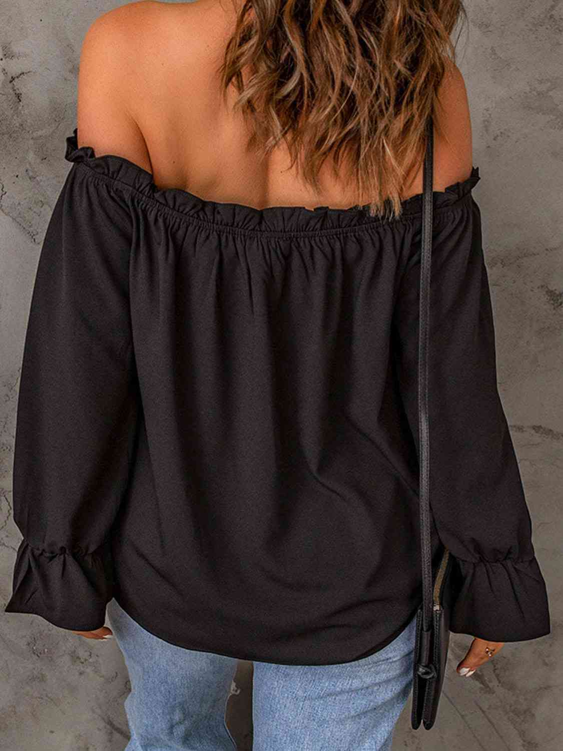 Off-Shoulder Flounce Sleeve Blouse myETYN