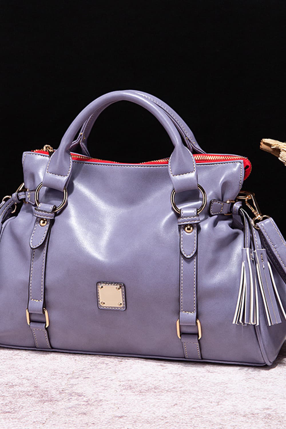 PU Leather Handbag with Tassels myETYN