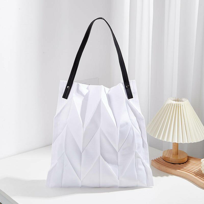 Pleated Shoulder Lightweight Folding Bucket Bag myETYN