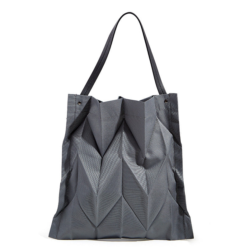 Pleated Shoulder Lightweight Folding Bucket Bag myETYN