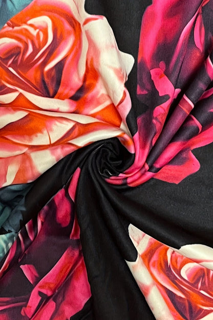 Plus Size Floral Print Surplice Neck Long Sleeve Dress myETYN