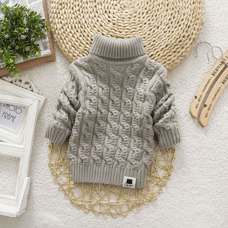 Plush Thick Knitted Fir Bottoming Shirt Baby Children Round Neck High myETYN