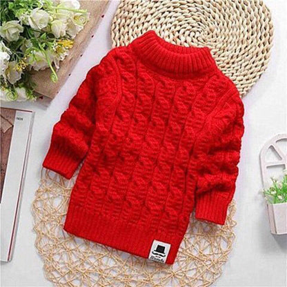 Plush Thick Knitted Fir Bottoming Shirt Baby Children Round Neck High myETYN