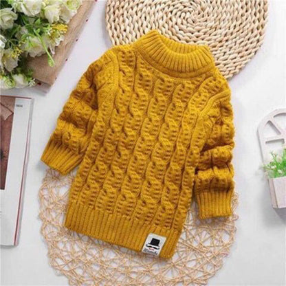 Plush Thick Knitted Fir Bottoming Shirt Baby Children Round Neck High myETYN