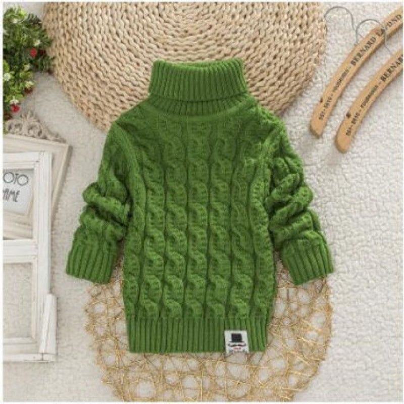 Plush Thick Knitted Fir Bottoming Shirt Baby Children Round Neck High myETYN