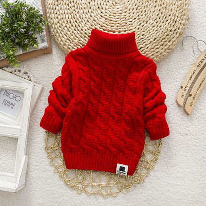 Plush Thick Knitted Fir Bottoming Shirt Baby Children Round Neck High myETYN