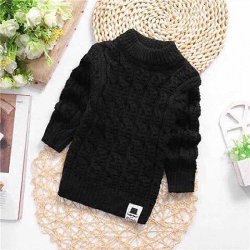 Plush Thick Knitted Fir Bottoming Shirt Baby Children Round Neck High myETYN