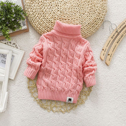 Plush Thick Knitted Fir Bottoming Shirt Baby Children Round Neck High myETYN