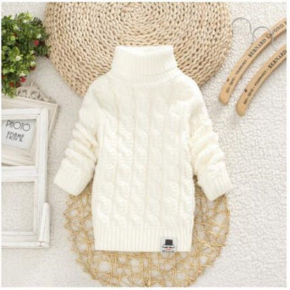 Plush Thick Knitted Fir Bottoming Shirt Baby Children Round Neck High myETYN