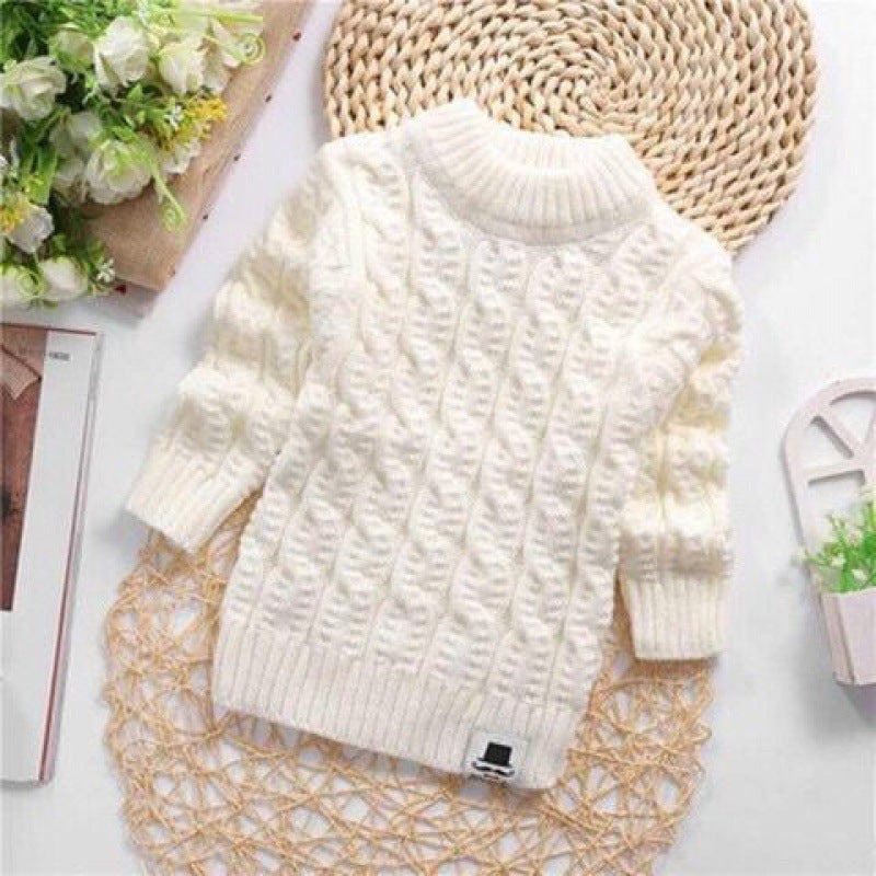 Plush Thick Knitted Fir Bottoming Shirt Baby Children Round Neck High myETYN