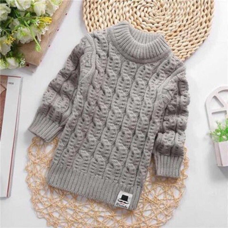 Plush Thick Knitted Fir Bottoming Shirt Baby Children Round Neck High myETYN