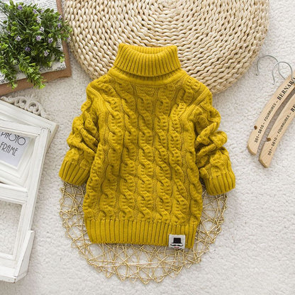 Plush Thick Knitted Fir Bottoming Shirt Baby Children Round Neck High myETYN