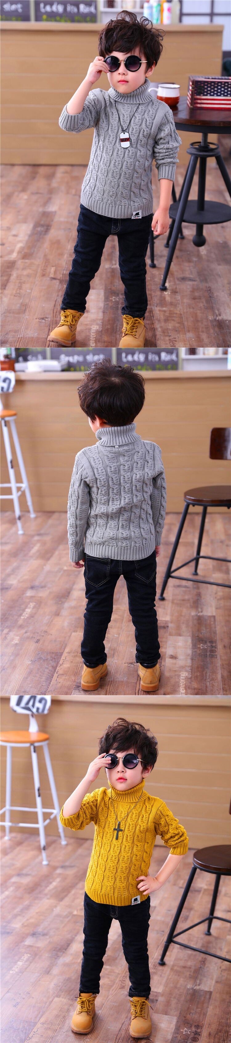 Plush Thick Knitted Fir Bottoming Shirt Baby Children Round Neck High myETYN