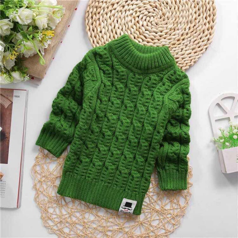 Plush Thick Knitted Fir Bottoming Shirt Baby Children Round Neck High myETYN