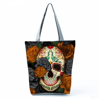 Portable Large Capacity Skull Printed Handbag myETYN