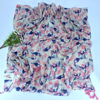 Printed bird cotton scarf myETYN