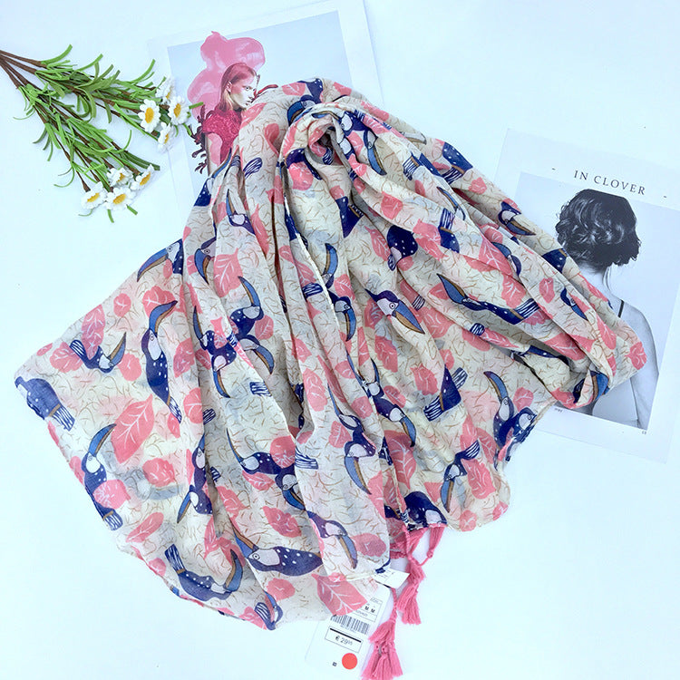 Printed bird cotton scarf myETYN