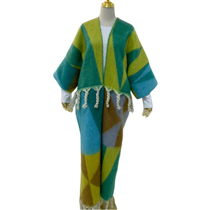 RETRO Geometric Double-sided Color Matching Robe For Women myETYN