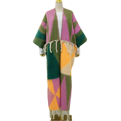 RETRO Geometric Double-sided Color Matching Robe For Women myETYN