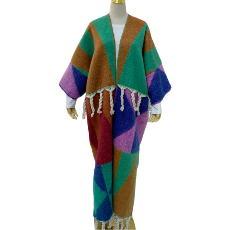 RETRO Geometric Double-sided Color Matching Robe For Women myETYN