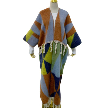 RETRO Geometric Double-sided Color Matching Robe For Women myETYN