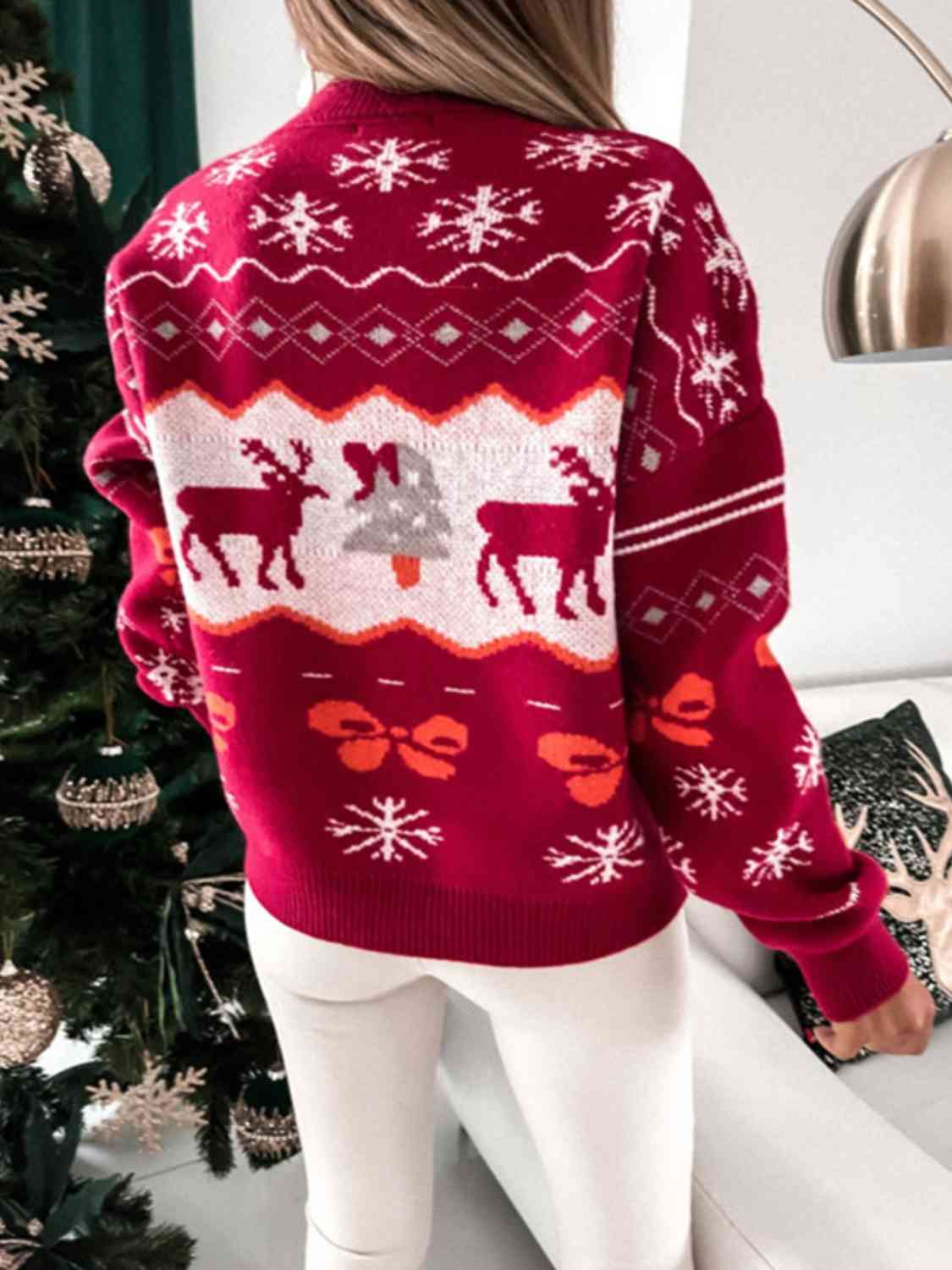 Reindeer Round Neck Sweater myETYN