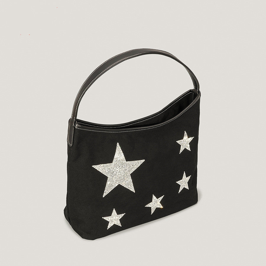 Retro Five-pointed Star Rhinestone Tote Bag For Women myETYN