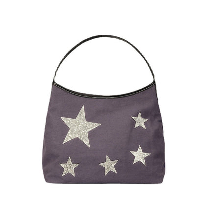 Retro Five-pointed Star Rhinestone Tote Bag For Women myETYN