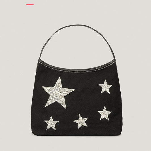 Retro Five-pointed Star Rhinestone Tote Bag For Women myETYN