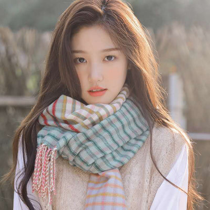 Retro Plaid Scarf Women Winter Imitation Cashmere Shawl myETYN