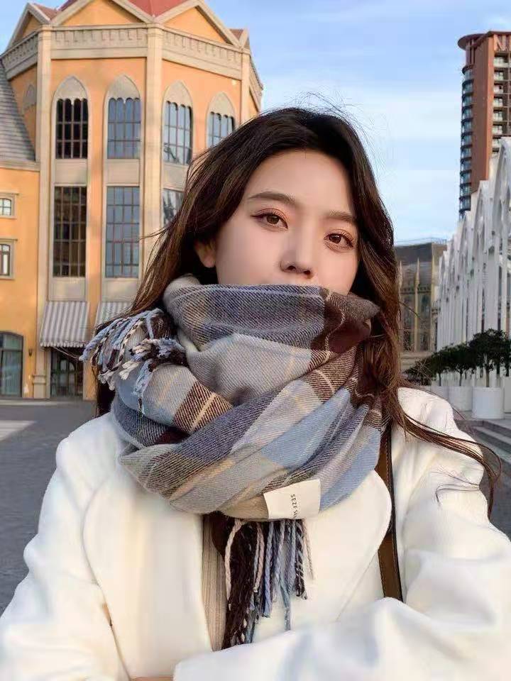 Retro Plaid Scarf Women Winter Imitation Cashmere Shawl myETYN