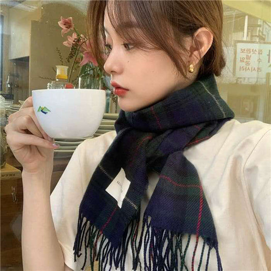 Retro Plaid Scarf Women Winter Imitation Cashmere Shawl myETYN