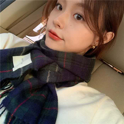 Retro Plaid Scarf Women Winter Imitation Cashmere Shawl myETYN