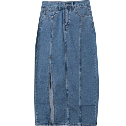 Retro side slit denim skirt myETYN