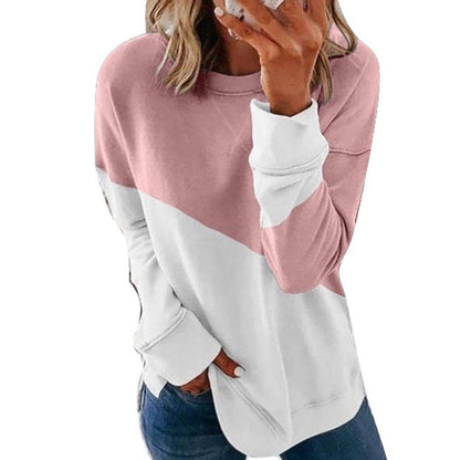 Round Neck Long Sleeve Sweater Color Matching Tops Sport Clothes myETYN