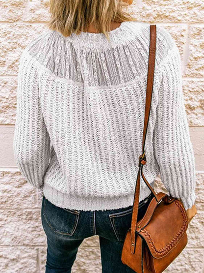 Round Neck Rib-Knit Sweater myETYN