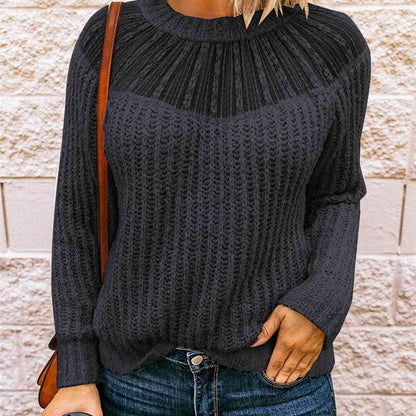 Round Neck Rib-Knit Sweater myETYN