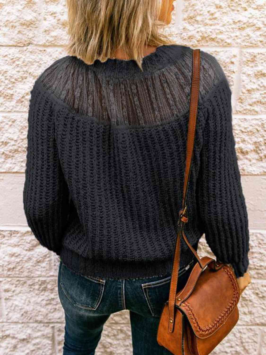 Round Neck Rib-Knit Sweater myETYN