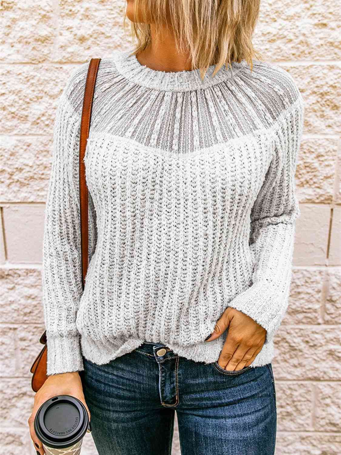 Round Neck Rib-Knit Sweater myETYN