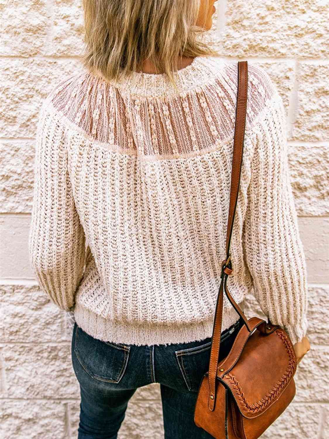 Round Neck Rib-Knit Sweater myETYN