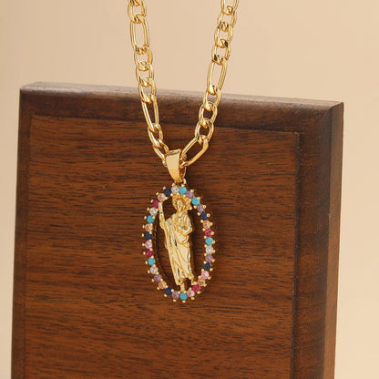Personalized Colorful Zircon Madonna Necklace – Light Luxury Fashion Jewelry