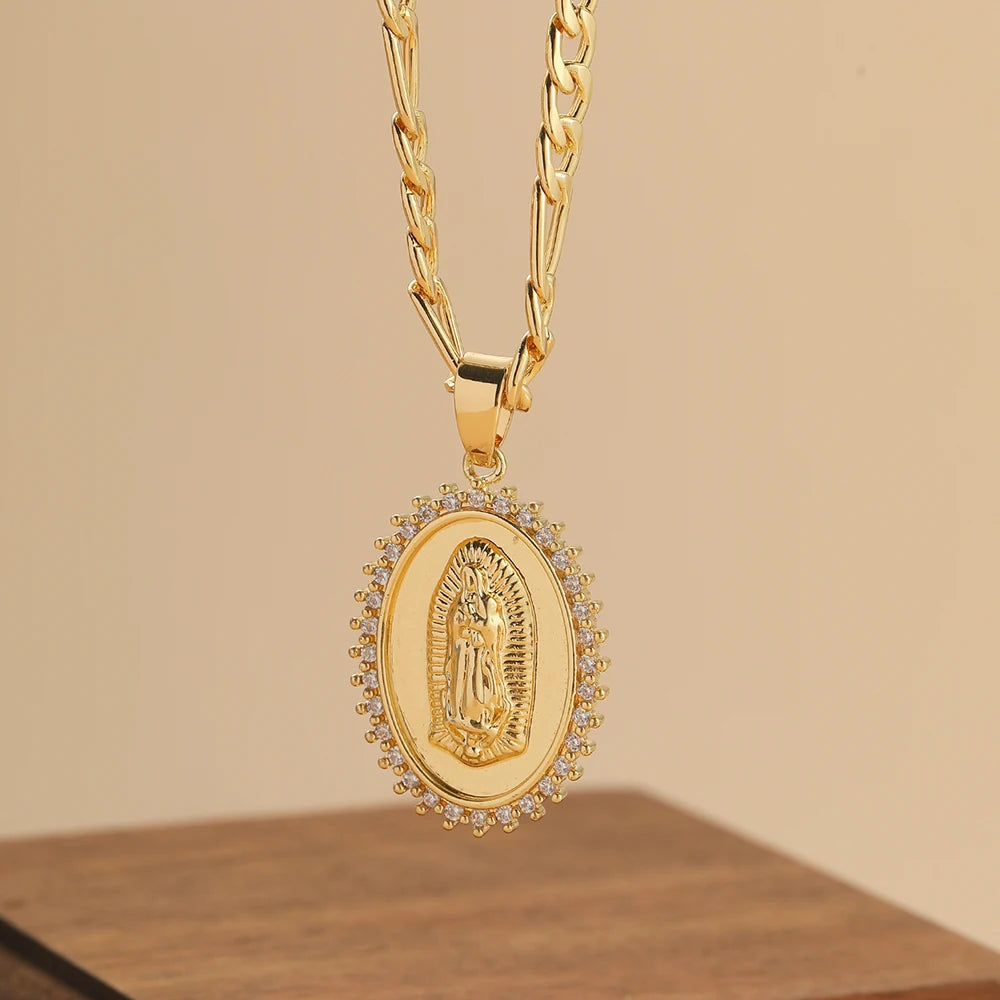 Personalized Colorful Zircon Madonna Necklace – Light Luxury Fashion Jewelry