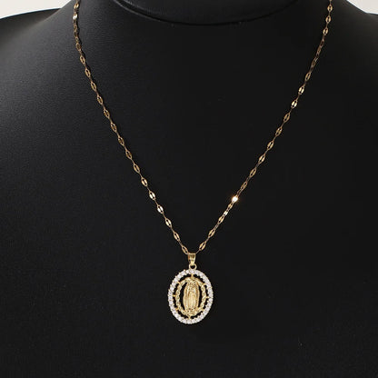Personalized Colorful Zircon Madonna Necklace – Light Luxury Fashion Jewelry