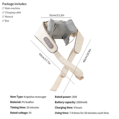 Foreverlily™ 26W Wireless Neck & Shoulder Massager – Deep Kneading Shiatsu with Heat