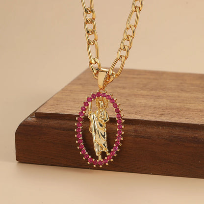 Personalized Colorful Zircon Madonna Necklace – Light Luxury Fashion Jewelry