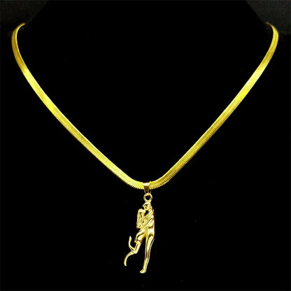 Couples Embracing Hug Pendant Necklace For Women Men Stainless Steel Gold Color Love Kiss Neck Chain Jewelry Valentine's Day