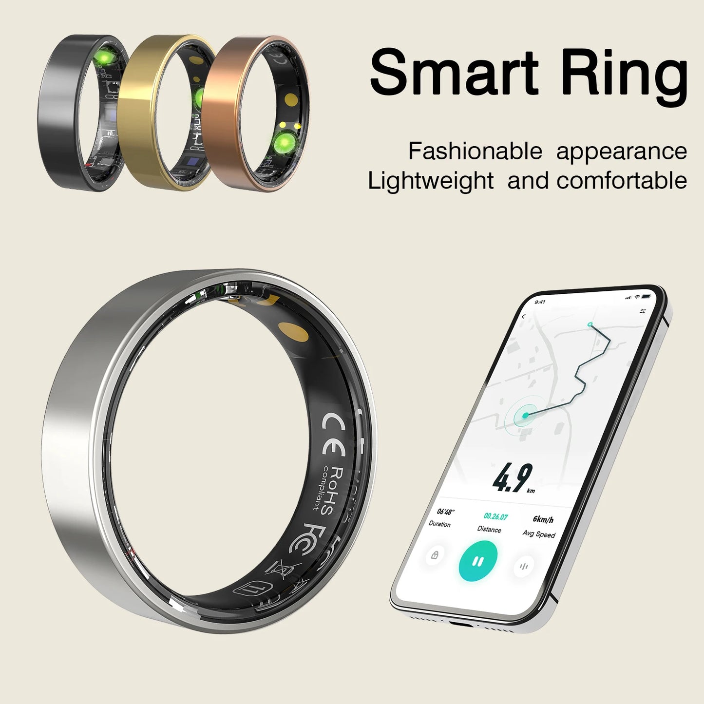 Smart Ring – Sleep & Activity Tracker, iPhone & Android Compatible