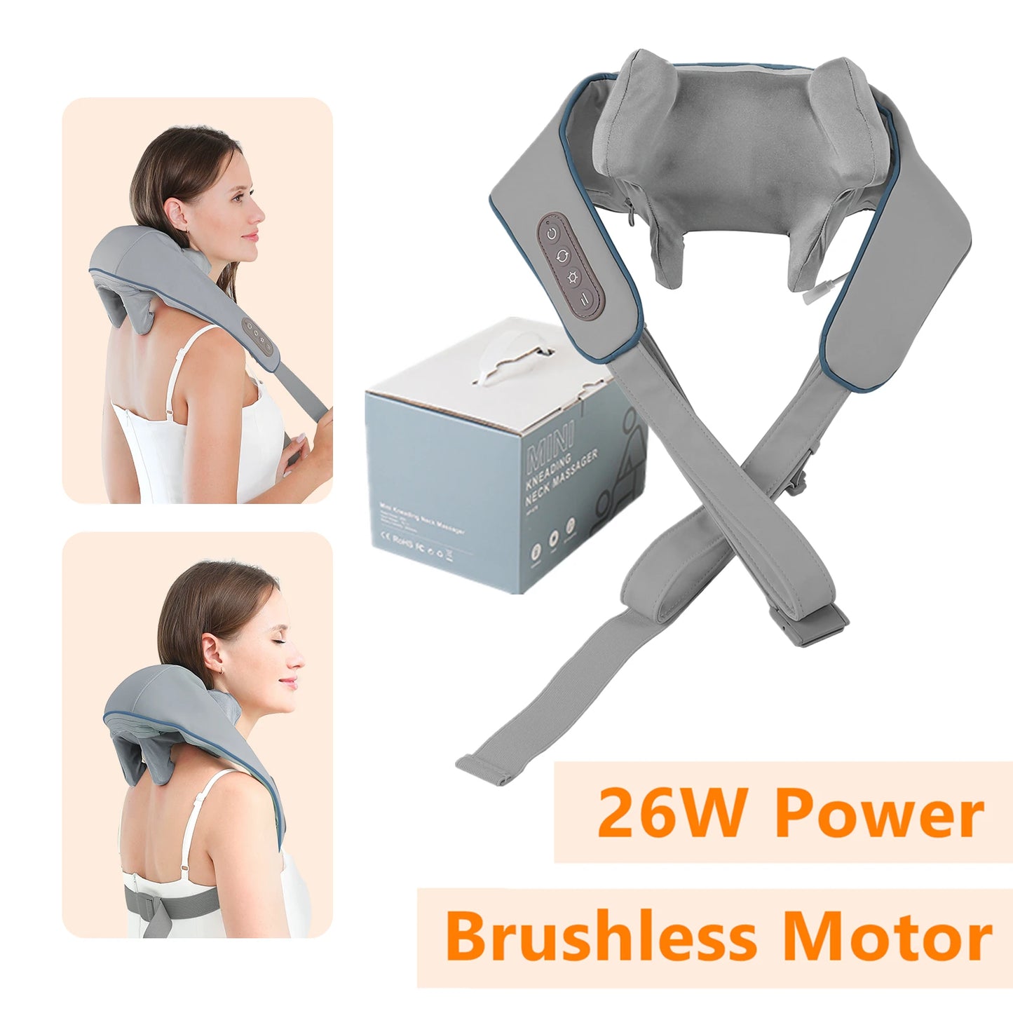 Foreverlily™ 26W Wireless Neck & Shoulder Massager – Deep Kneading Shiatsu with Heat