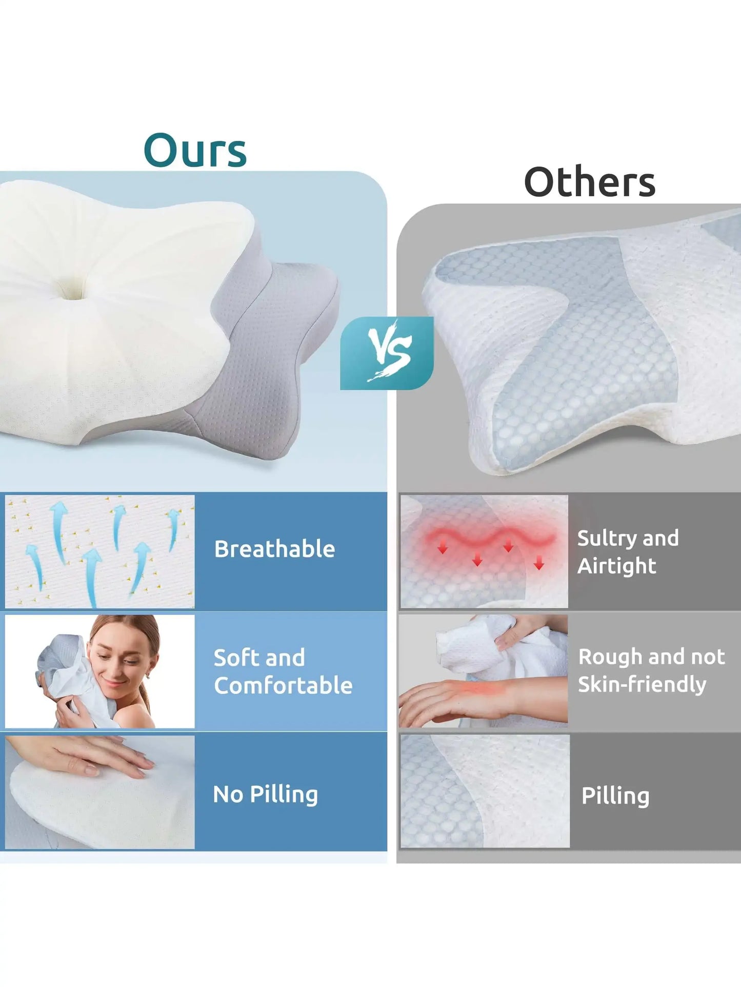 Memory Foam Pillows Smooth cool Ergonomic Neck Support Pillow For Pain Relief High Elastic Soft Washable Home Pillows Bedding