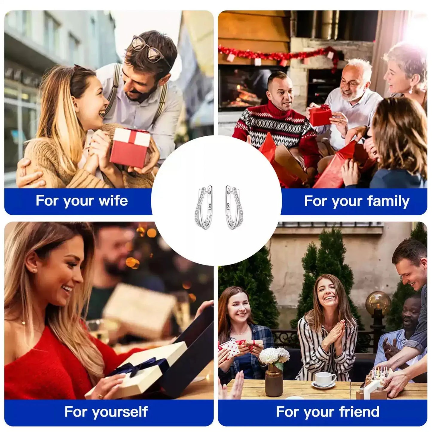 925 Sterling Silver Twisted Star Hoop Earrings – Fine Jewelry Gift for Women